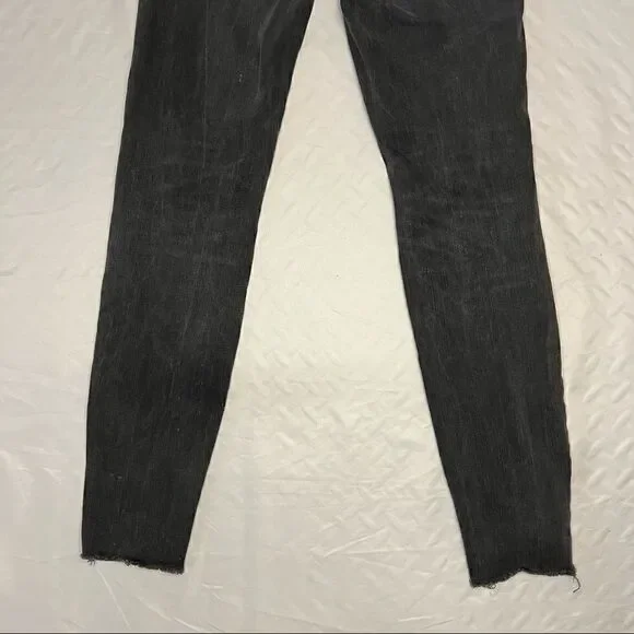 Madewell 9" High-Rise Skinny Black Distressed Hem Jeans 25 - Picture 9 of 10